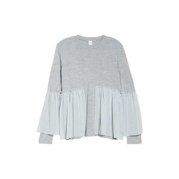 Lost Ink 4X Smocked Chiffon Contrast Knit Sweater - Picture 6 of 9